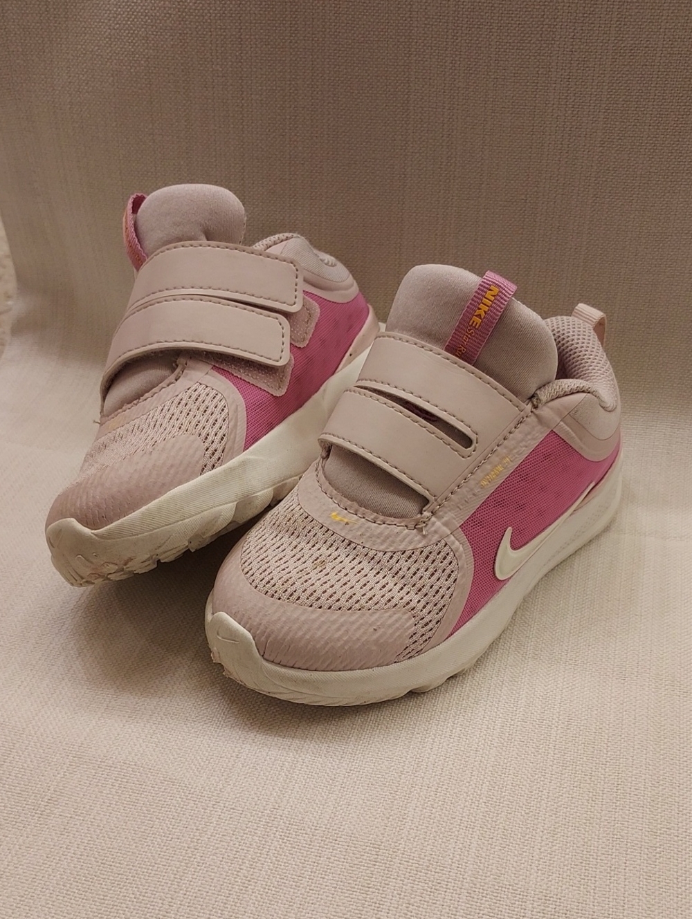 Nike Kids Pink and Light Pink Velcro Athletic Sneakers